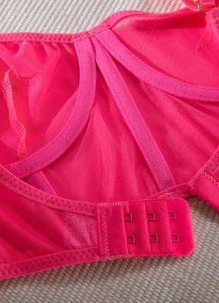 Комлект белья прозрачная сеточка неон розовый, фуксия6 фото