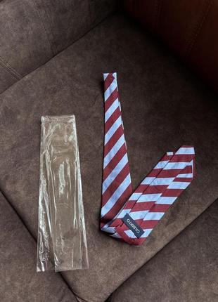 Шовковий краватка галстук gilberto classic оригінальний бордовий у блакитну  смужку