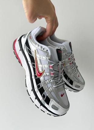 Отличные женские кроссовки pewter nike p6000 white silver red белые