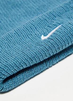 Нова зимова шапка nike (найк swoosh beanie in blue hat) з америкари3 фото