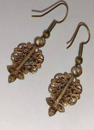Серьги винтажные чехословакия латунь эмаль аврора бореалис