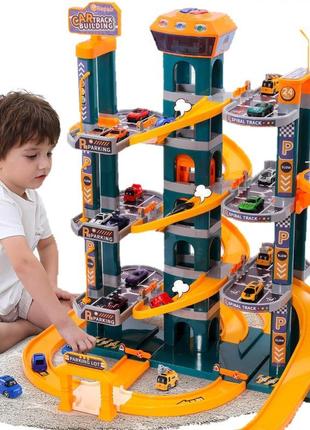 Дитячий ігровий набір автотрек yg toys гараж паркінг для машин із ліфтом