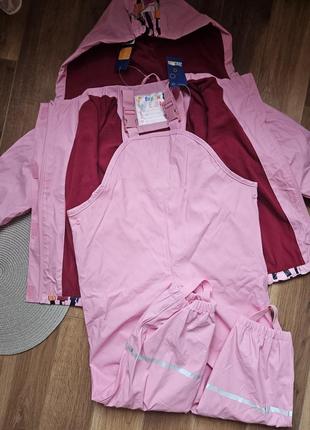 Lupilu комплект грязепруф  на флісі 122/128 р дощовик на дівчинку набір дождевик на девочку куртка полукомбинезон3 фото