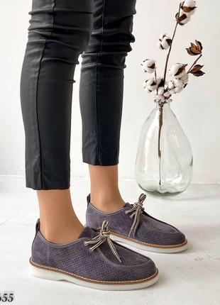 Трендовые женские туфли 655 серый эко.замша4 фото