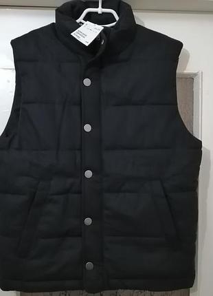 Тёплая шерстяная жилетка h&m wool-blend padded gilet blu