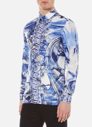 Оригінальна шовкова сорочка versace collection trend tie and dye baroque hand painted shirt