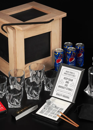 Подарочный набор для охлаждения виски для босса в деревянном ящике с ломом "виски"