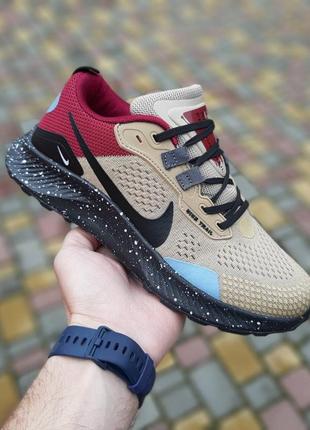 Nike pegasus trail бежеві з бордовим кросівки кеди жіночі літні весняні демісезонні демісезон низькі текстильні сітка легкі відмінна якість