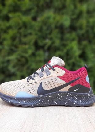 Nike pegasus trail бежевые с бордовым кроссовки кеды женские летние весенние демисезонные демисезон низкие текстильные сетка легкие отменное качество7 фото