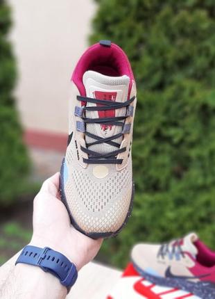 Nike pegasus trail бежевые с бордовым кроссовки кеды женские летние весенние демисезонные демисезон низкие текстильные сетка легкие отменное качество9 фото