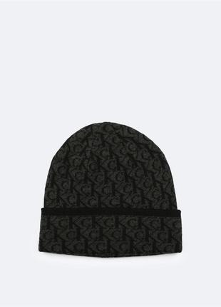 Новая зимняя шапка calvin klein ( ck allover monogram logo beanie hat ) с америки