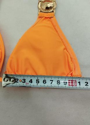 Оранжевый лиф бикини купальник с камнями стразами6 фото