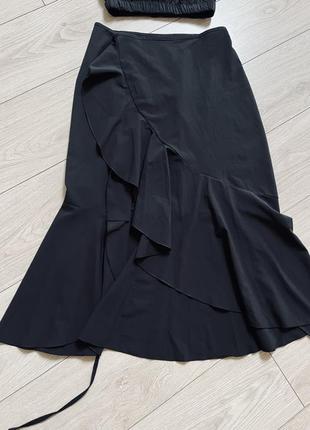 Костюм летний юбка на запах кроп топ блуза открытые плечи софт нарядный3 фото