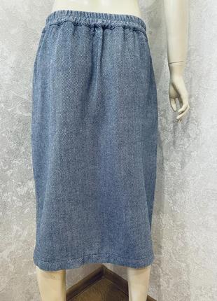 Шикарная твидовая юбка миди в елочку серо-голубого цвета!!!7 фото
