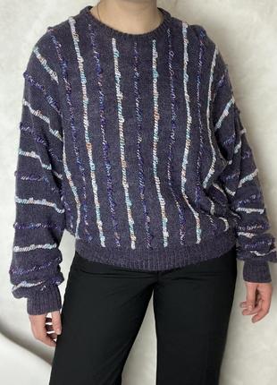 Винтажный свитер интересного кроя и вязки heather valley of edinburgh шотландия 70-е годы винтаж шерсть шерстяной джемпер разлетайка