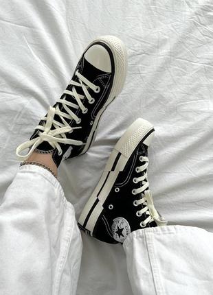 Кеди в стилі Converse Chuck Taylor All Star Glam Dunk Low Top Canvas Black White Stripe