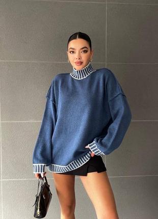 Стильний жіночий вʼязаний светр турецького виробництва вільного крою