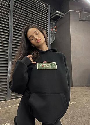 Худі oversize з принтом чорне