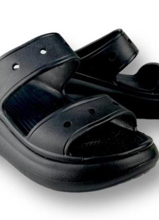 Crocs classic crush sandal black жіночі шльопанці крокс
