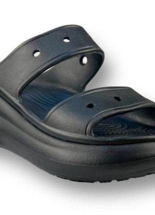 Crocs classic crush sandal black жіночі шльопанці крокс3 фото