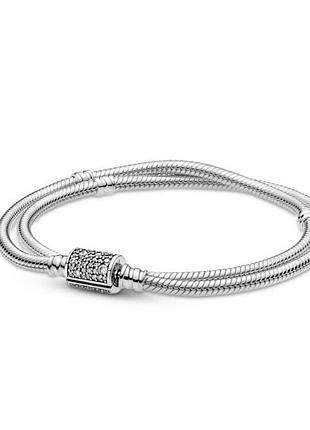 Срібний браслет срібло пандора pandora silver s925 ale met з біркою і пломбою 925 проба подвійний