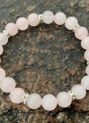 Браслет, браслет із камінням, браслет з рожевого кварцу, браслет ручної роботи