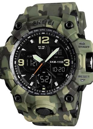 Часы наручные мужские skmei 1155bbk, армейские часы противоударные.1 фото