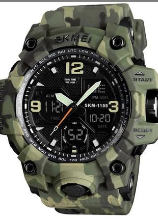 Часы наручные мужские skmei 1155bbk, армейские часы противоударные.8 фото