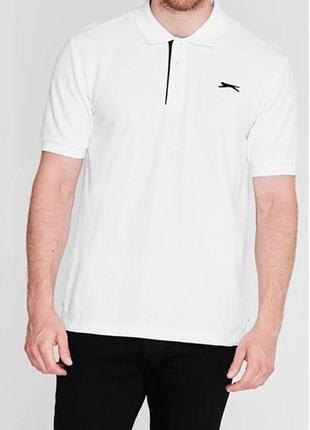 Футболка поло slazenger бело/чёрная eur l  asia xl