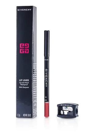 Олівець для губ givenchy lip liner pencil waterproof 06 — carmin escarpin (кармінний) тестер5 фото