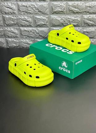 !!новинка!! супер яркие женские кроксы crocs шлёпанцы ярко салатовые крокс