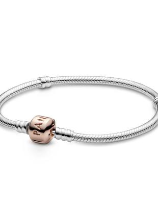 Серебряный браслет-основа pandora moments с застежкой rose 580702 20