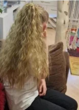 Накладные волосы прицепны новый хвост волнистый русый блонд хвост-шинон