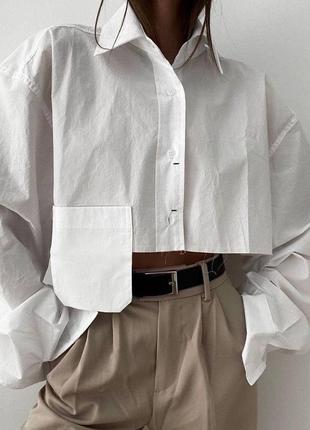 Вкорочена біла рубашка2 фото