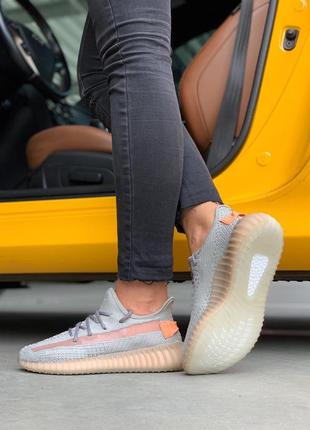 Adidas yeezy boost 350 true form 🆕 женские кроссовки адидас изи  🆕 серые/оранжевые5 фото