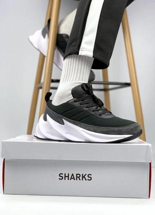 Adidas sharks 🦈 gray black 🆕 мужские кроссовки адидас шарк 🆕 черные/серые8 фото