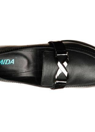 Женские туфли на невысоком устойчивом каблуке из натуральной кожи классические чёрные 38р mida 20245 фото