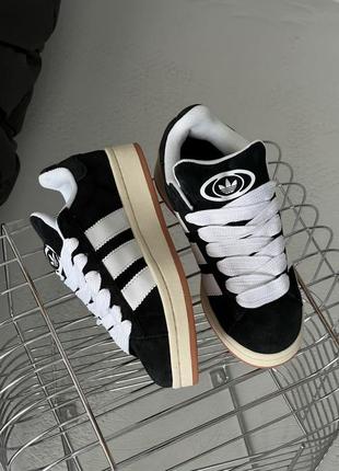 Женские кроссовки adidas originals campus black white gum