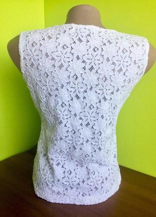 Белая кружевная ажурная в цветы блуза майка топ wallis хлопок+нейлон5 фото