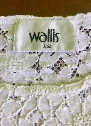 Белая кружевная ажурная в цветы блуза майка топ wallis хлопок+нейлон7 фото