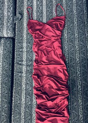 Сукня міді винного кольору shein розмір с-м2 фото