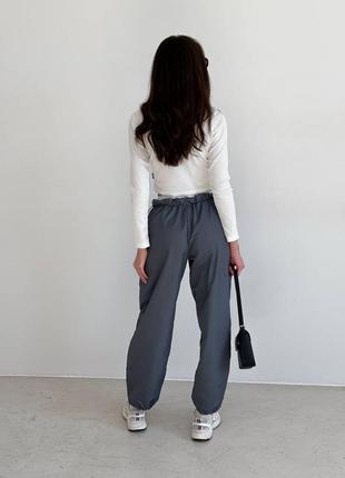 Костюм брюки карго с имитацией белья + лонгслив в рубчик7 фото