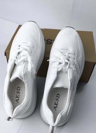 Женские кроссовки туфли мокасины женская обувь белые демисезон4 фото