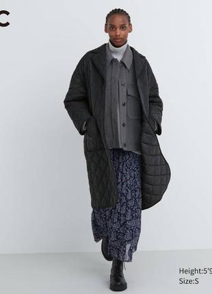 Пальто uniqlo:c черное warm padded oversized coat2 фото