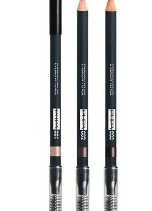 Карандаш для бровей со щеточкой pupa waterproof eyebrow pencil 03 -  dark brown ( брюнет )4 фото