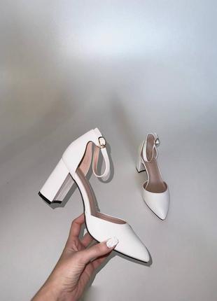 Шикарные женские белые туфли на каблуке, эко кожа, 36-37-38-39-40