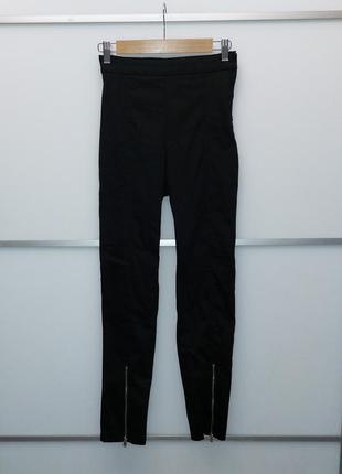 Лосины с разрезами на штанках, черные брюки замочками1 фото
