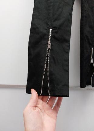 Лосины с разрезами на штанках, черные брюки замочками2 фото