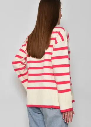 Стильный удлиненный полосатый свитер оверсайз под горло в полоску3 фото