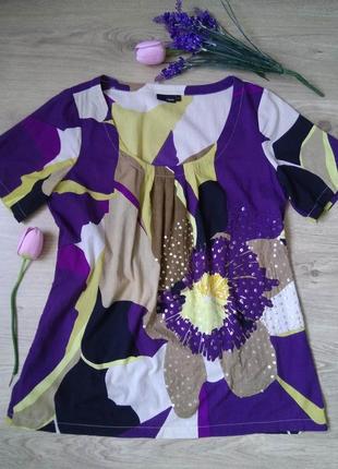 Замечательная летняя свободная коттоновая блуза next/цветочный принт/пайетки/100% коттон/l